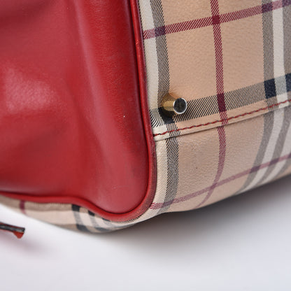 Burberry Haymarket Check Small Canterbury Tote Military Red 21 of 23