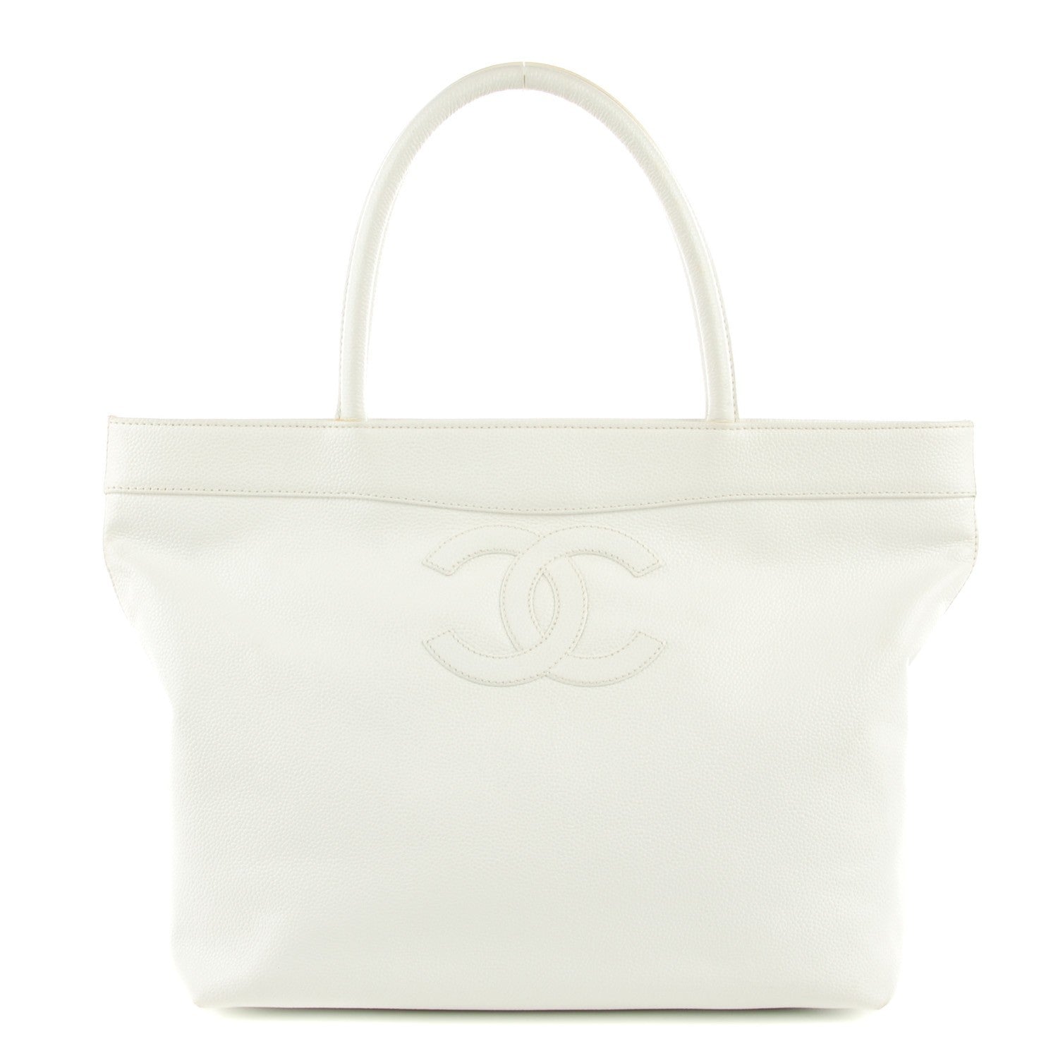 Chanel Caviar CC Tote White 1 of 8