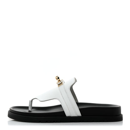 Hermes Calfskin Womens Empire Sandals 36.5 White 1 of 9