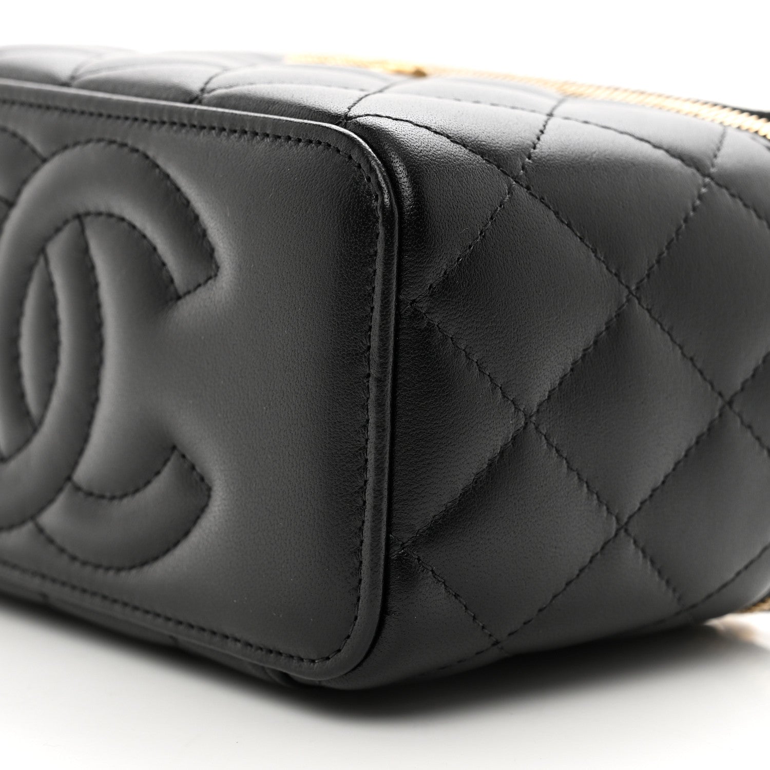 Chanel Lambskin Quilted Metal Twist Small Top Handle Vanity Case With Chain Black 10 of 11