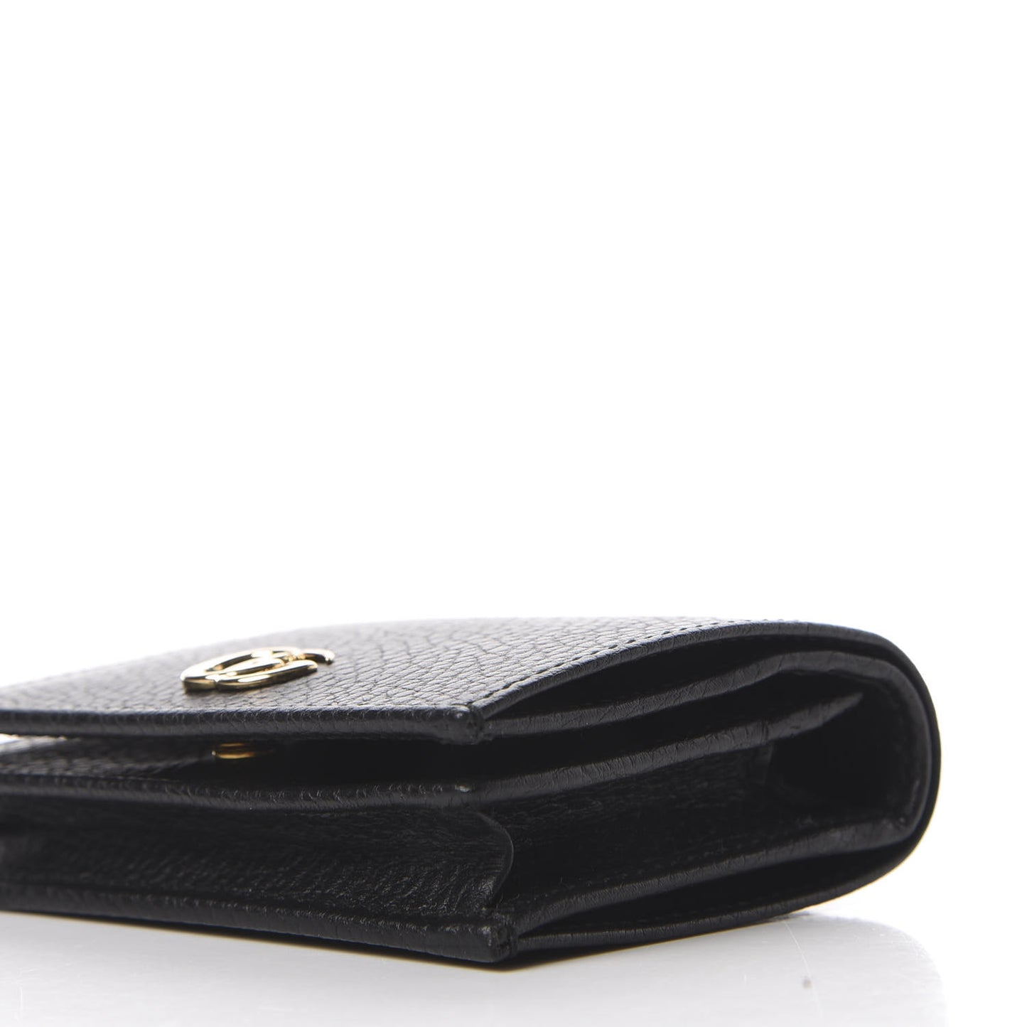 Pebbled Calfskin GG Marmont Card Case Black