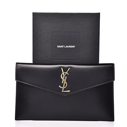 Saint Laurent Smooth Shiny Calfskin Monogram Uptown Pouch Black 7 of 7