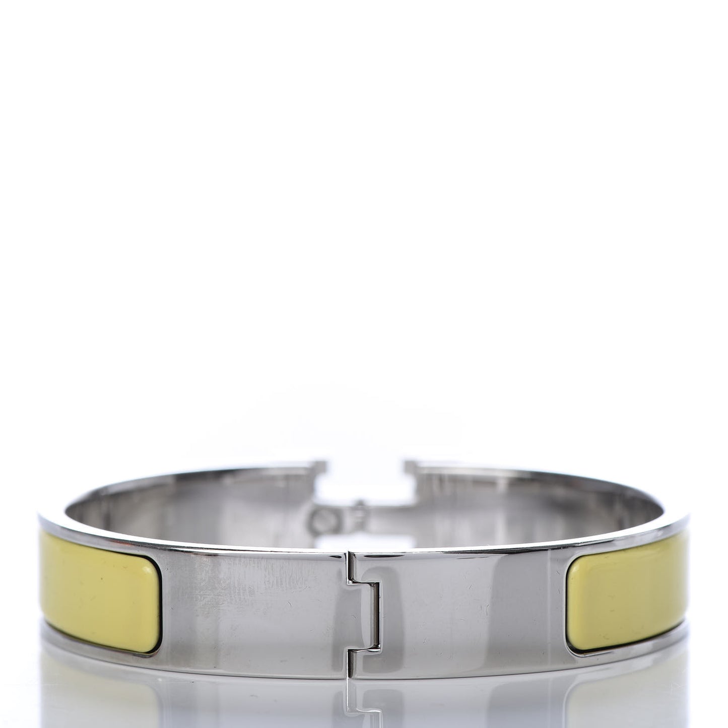 Enamel Narrow Clic Clac H Bracelet PM White Jaune Citron