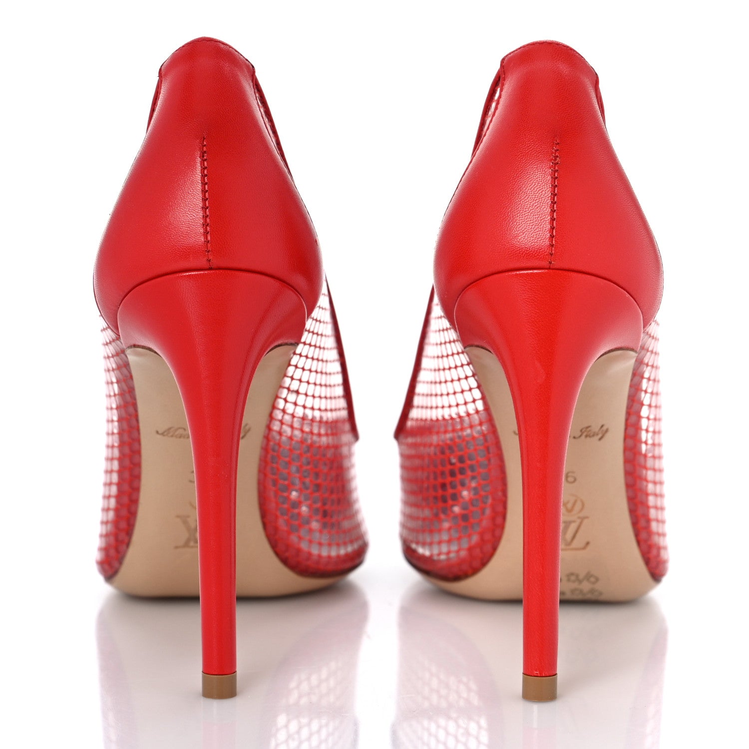 Louis Vuitton Calfskin Mesh PVC Urban Twist Pumps 36 Red 5 of 8
