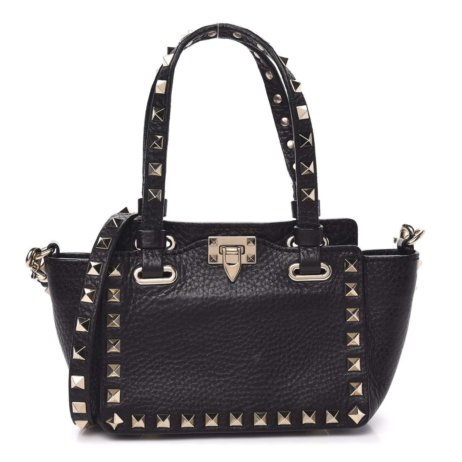 Valentino Garavani Pebbled Calfskin Micro Rockstud Tote Black 1 of 11