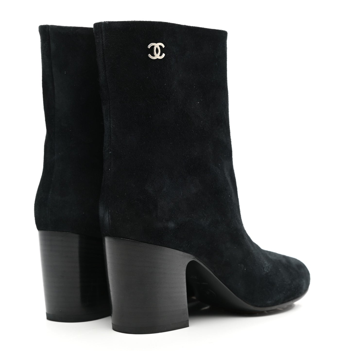 Suede Calfskin CC Short Boots 38.5 Black
