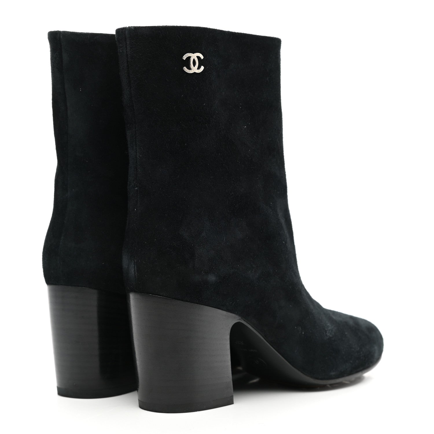 Chanel Suede Calfskin CC Short Boots 38.5 Black 4 of 11