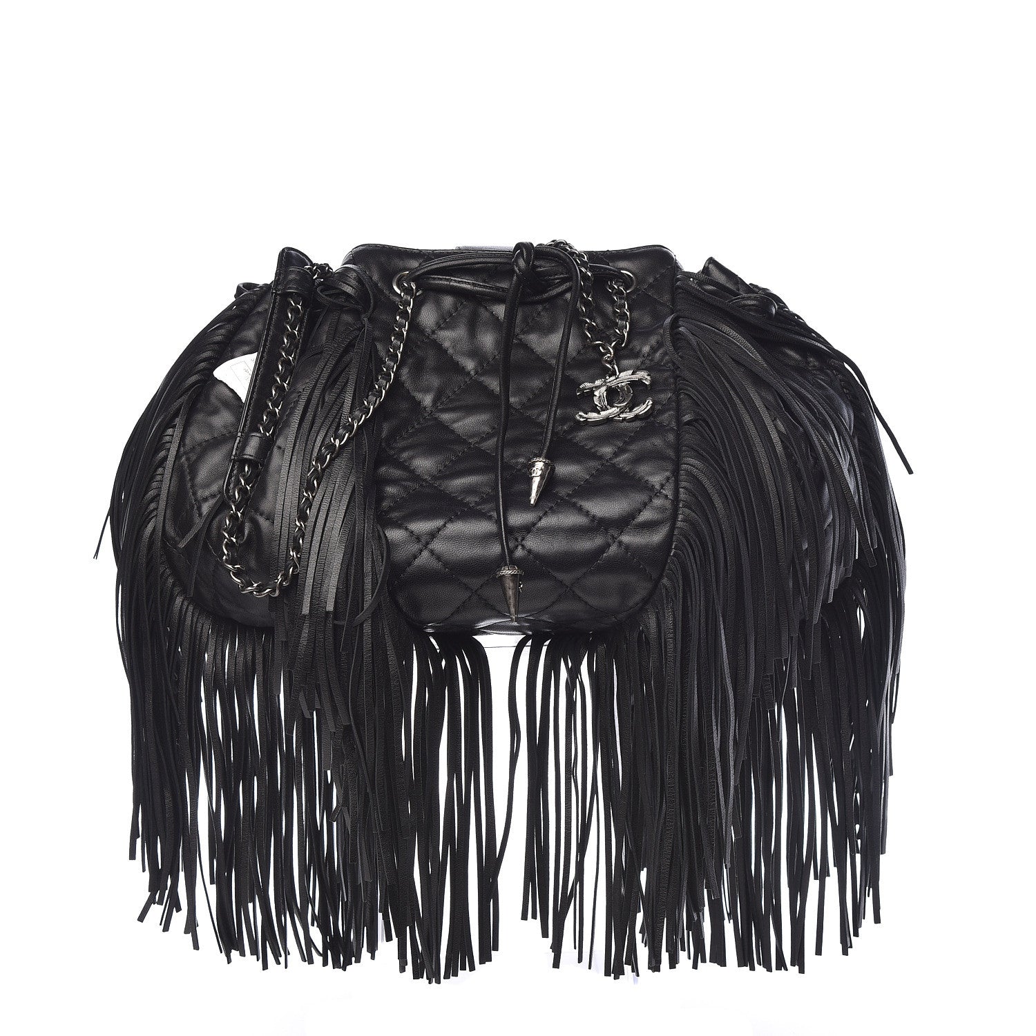 Chanel Lambskin Quilted Western Baluchon Fringe Bag Black 1 of 10