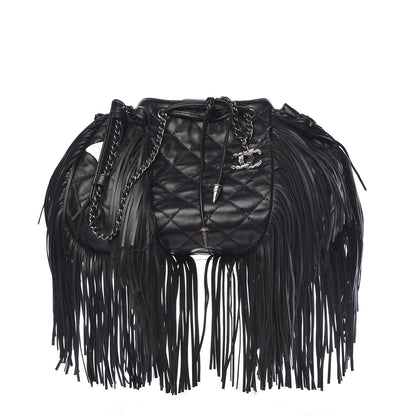 Chanel Lambskin Quilted Western Baluchon Fringe Bag Black 1 of 10