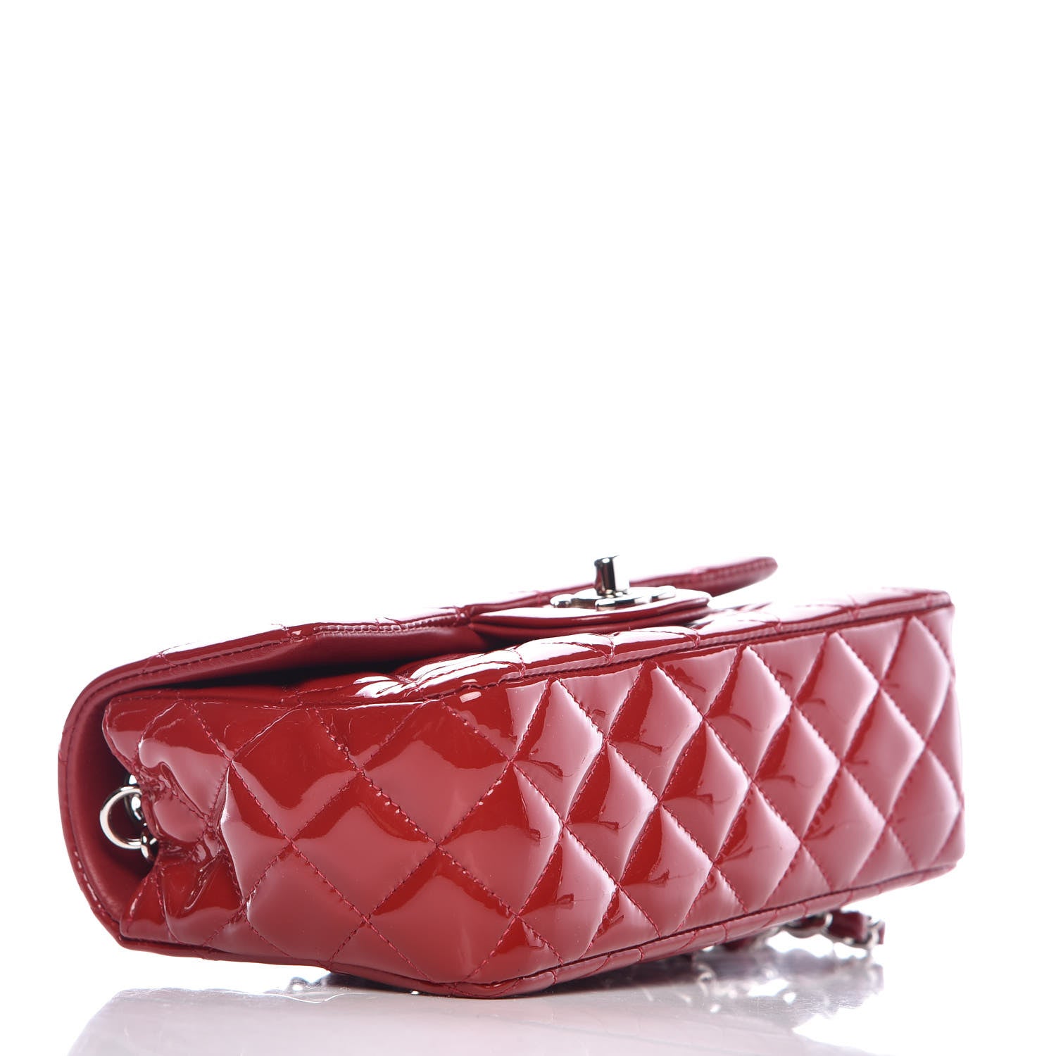 Chanel Patent Calfskin Quilted Mini Rectangular Flap Red 4 of 9