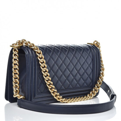 Chanel Lambskin Quilted Medium Boy Flap Dark Navy 3 of 8