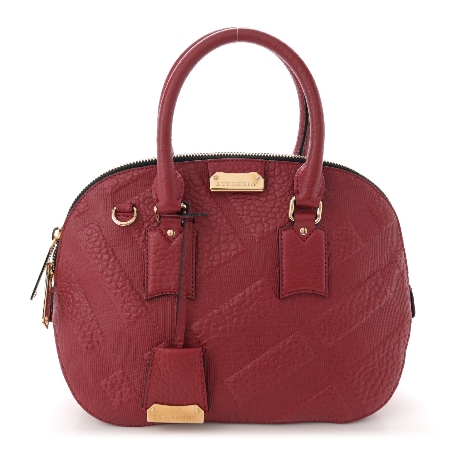 Heritage Grain Check Embossed Small Orchard Bowling Bag Military Red