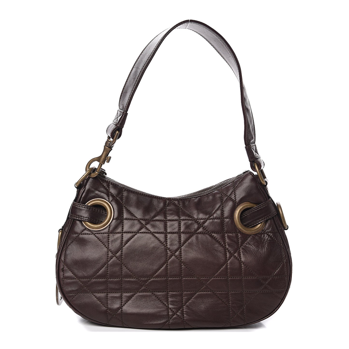 Lambskin Cannage Small Hobo Dark Brown