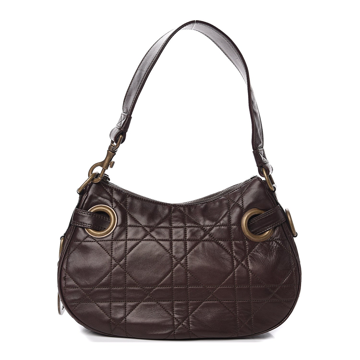 Christian Dior Lambskin Cannage Small Hobo Dark Brown 1 of 11
