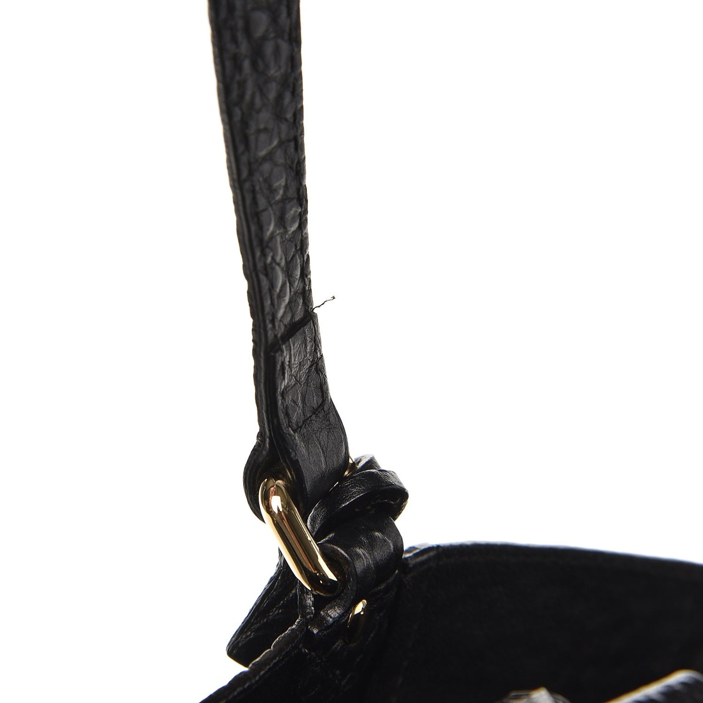 Signature Grain Calfskin Check Embossed Small Canterbury Tote Black