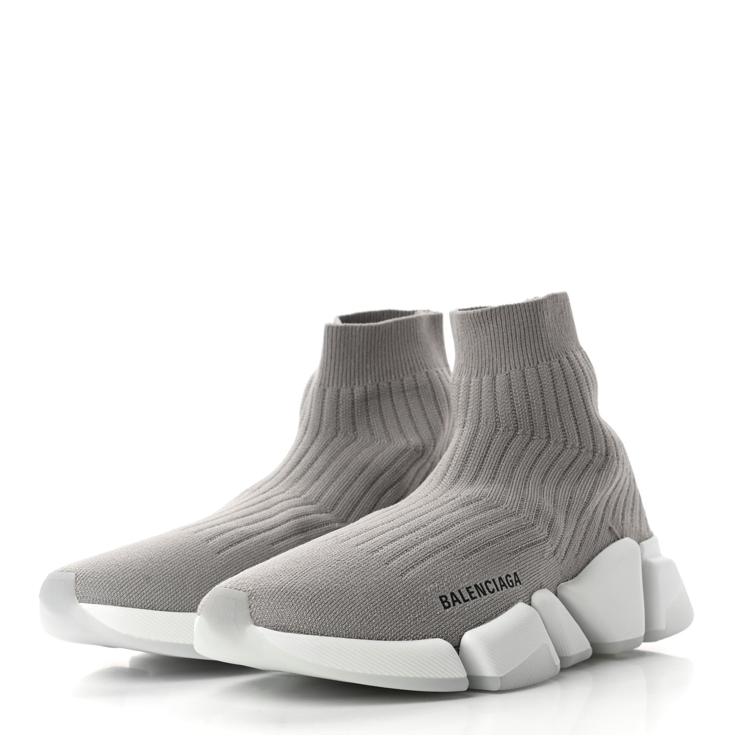 Ribbed Knit Womens Speed 2.0 Transparent Sole Sneakers 39 Baltic Grey White