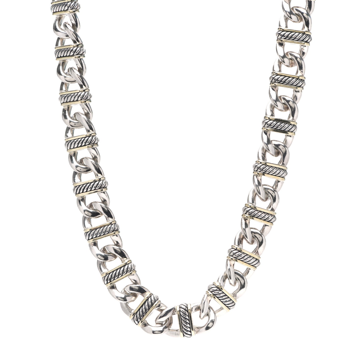 18K Yellow Gold Sterling Silver Madison Link Chain Necklace