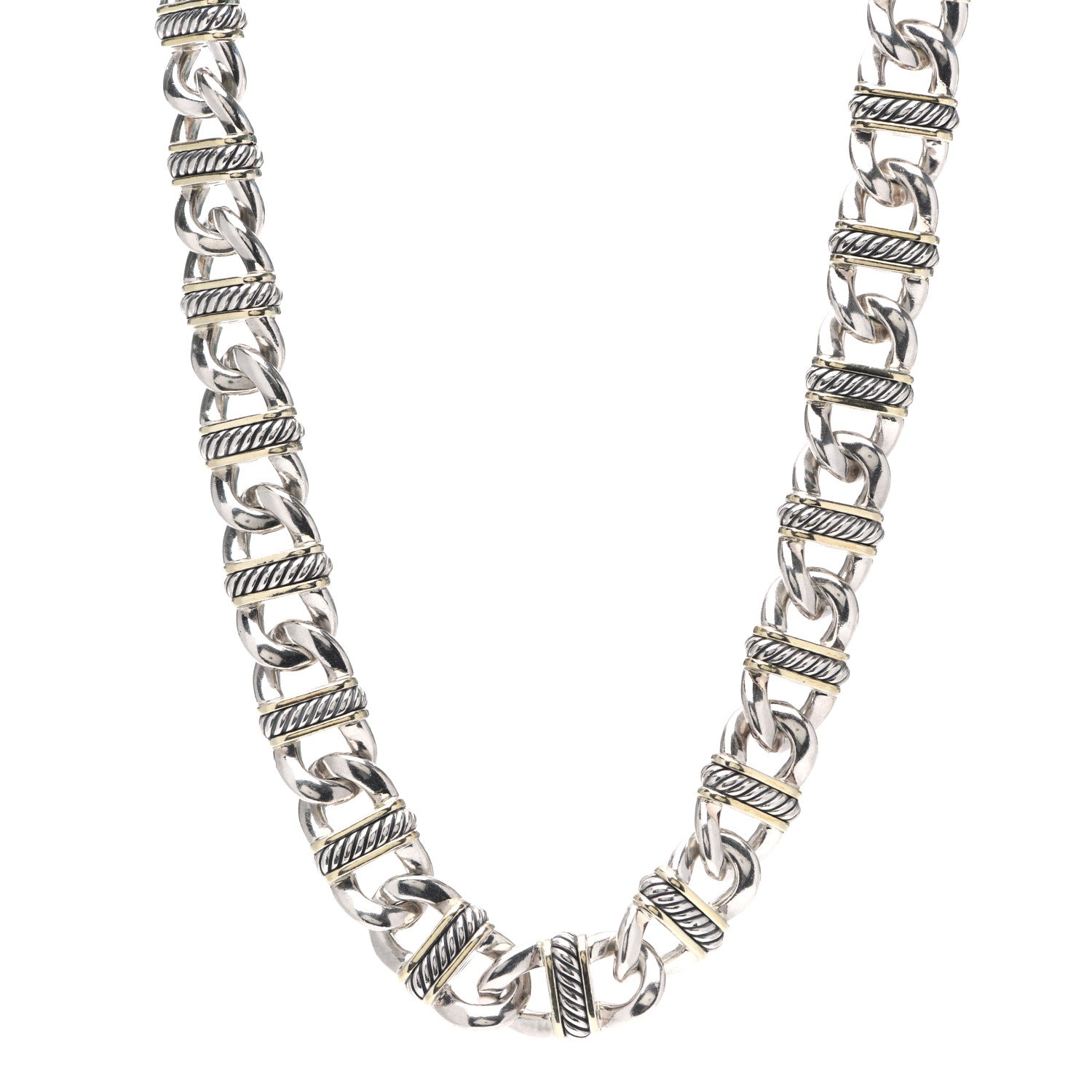 David Yurman 18K Yellow Gold Sterling Silver Madison Link Chain Necklace 1 of 4