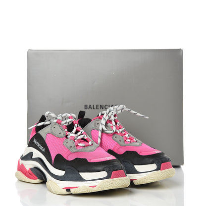 Balenciaga Fabric Mesh Womens Triple S Sneakers 38 Fluo Pink Grey White 7 of 8