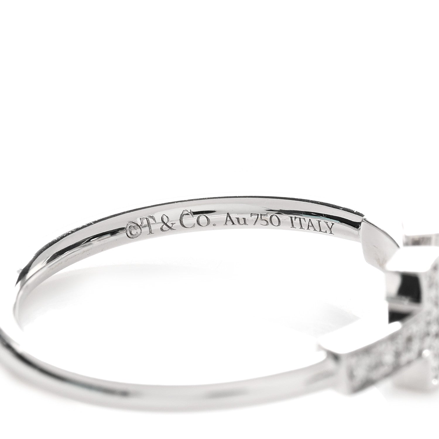 Tiffany 18K White Gold Diamond T Wire Ring 53 6.25 3 of 3