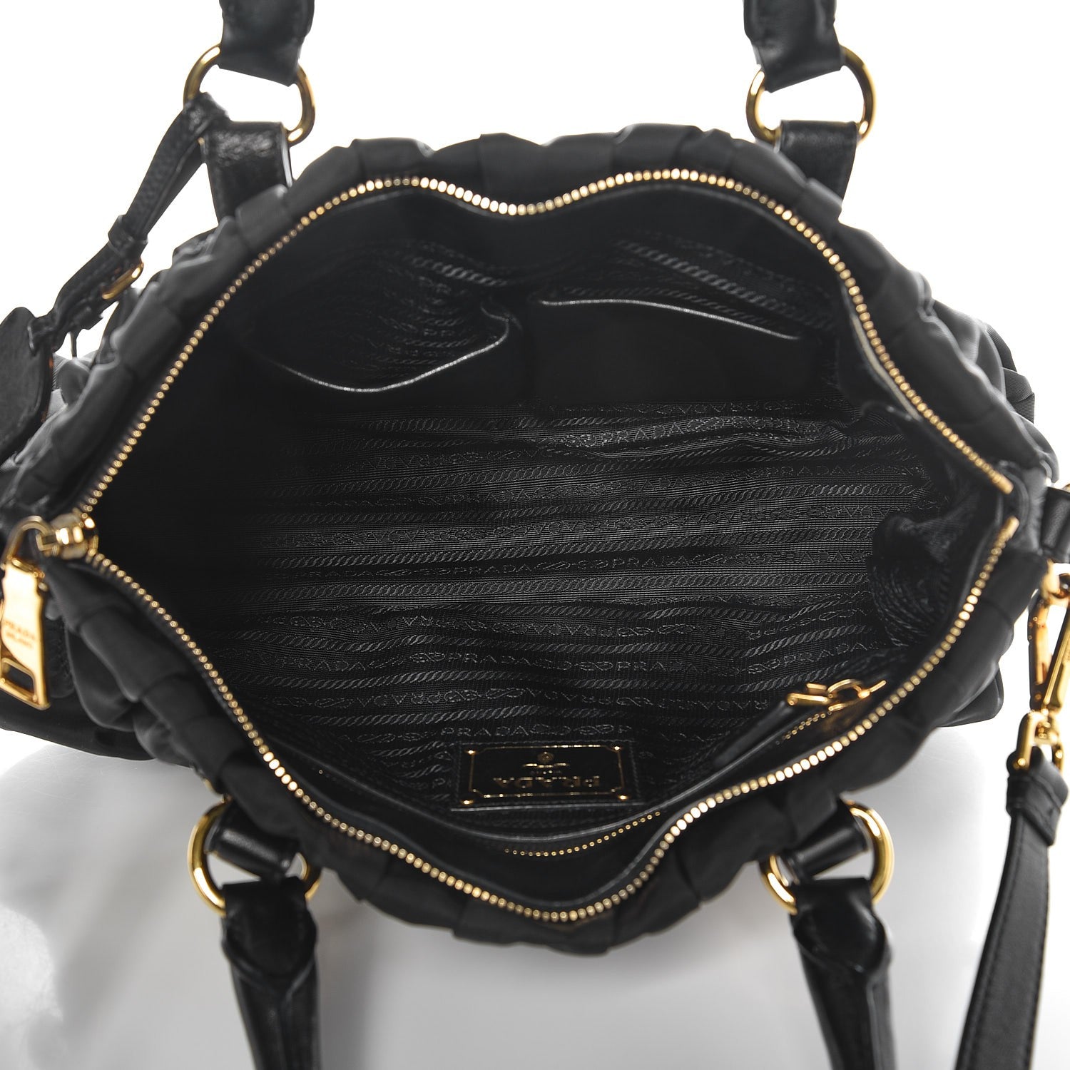 Prada Tessuto Nylon Gaufre Shopping Satchel Black 7 of 18