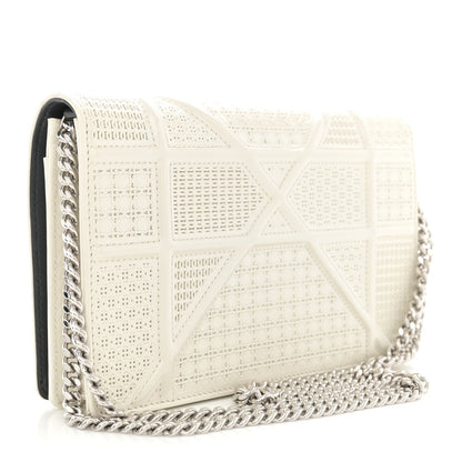 Christian Dior Patent Micro-Cannage Diorama Wallet on Chain Pouch White 3 of 12