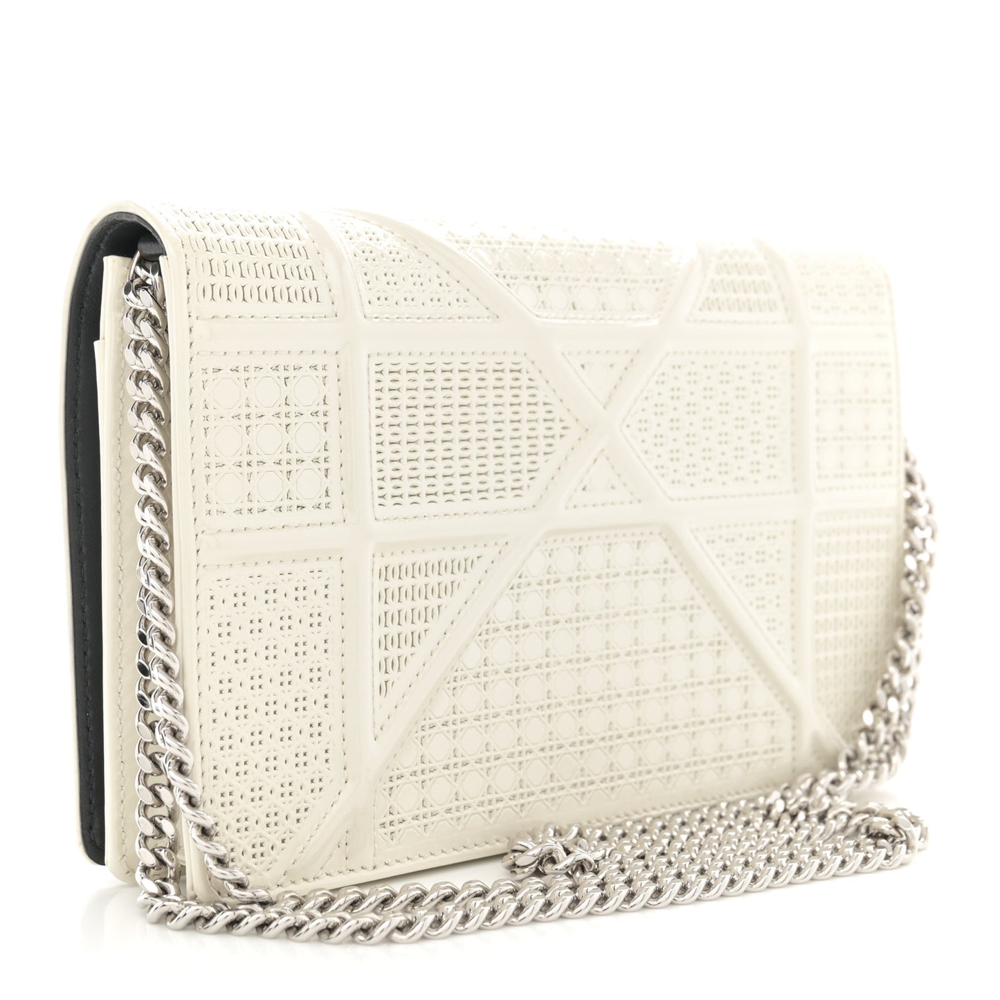 Patent Micro-Cannage Diorama Wallet on Chain Pouch White