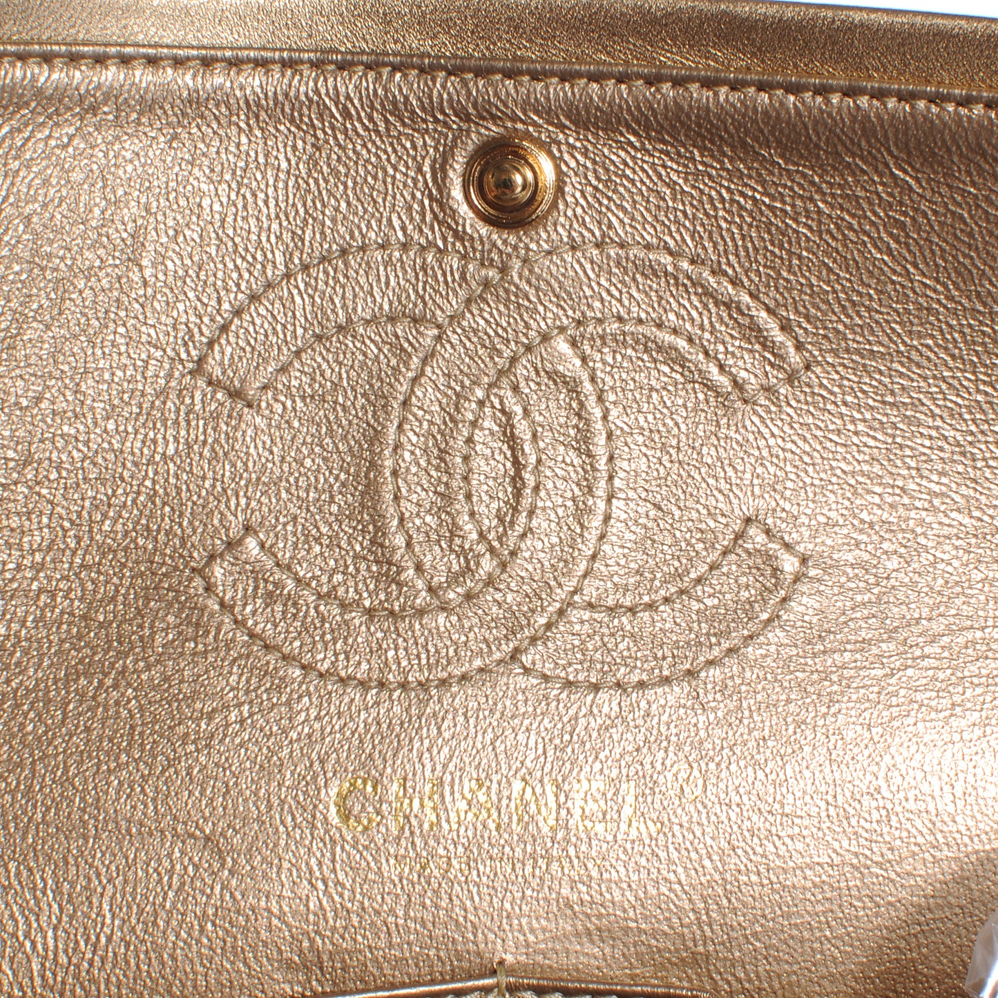 Lame Quilted Small Flap Metallic Gold