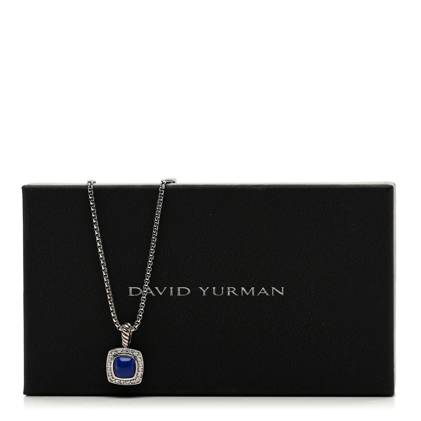 Sterling Silver Diamond Lapis Lazuli 7mm Petite Albion Pendant Necklace