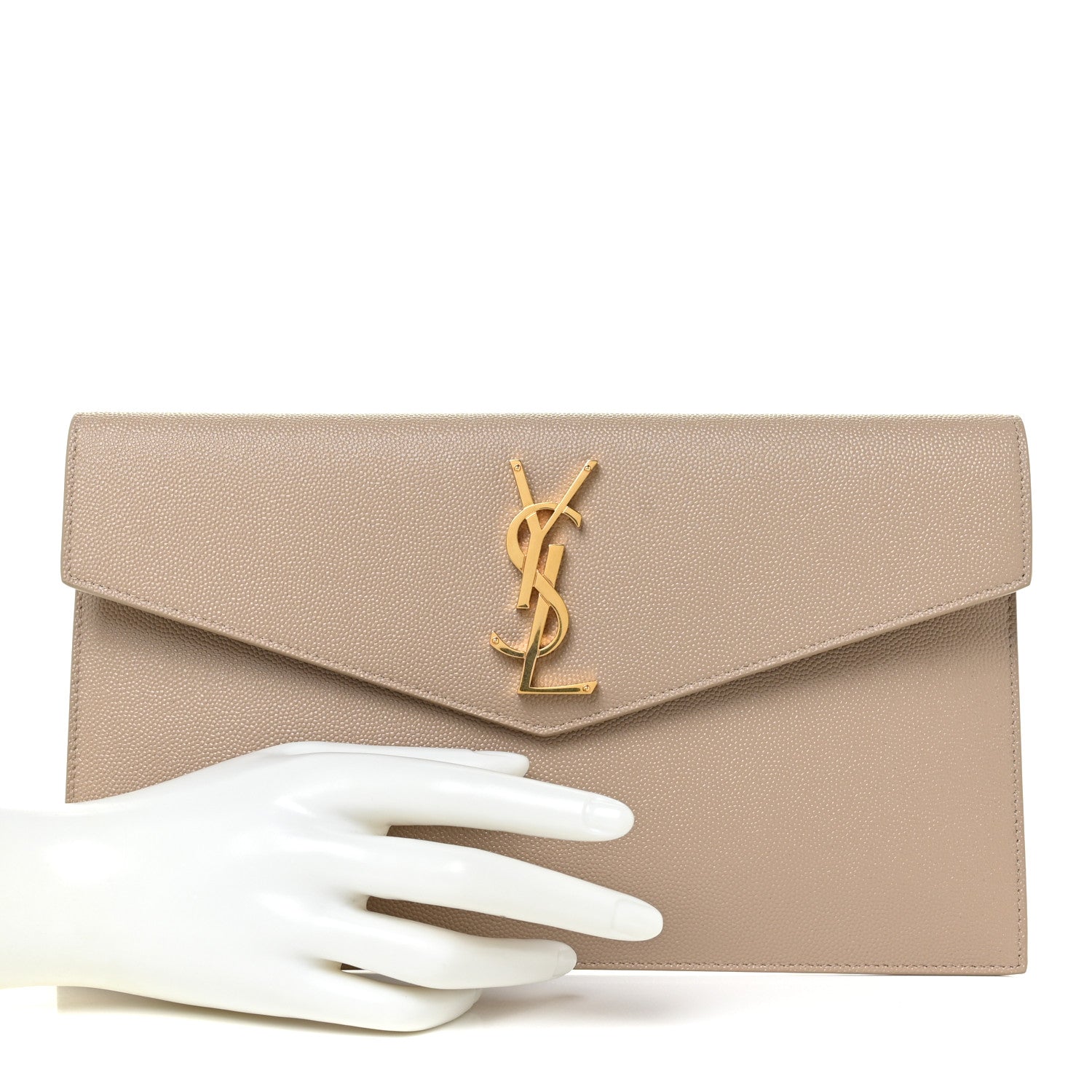 Saint Laurent Grain De Poudre Uptown Pouch Dark Beige 2 of 12