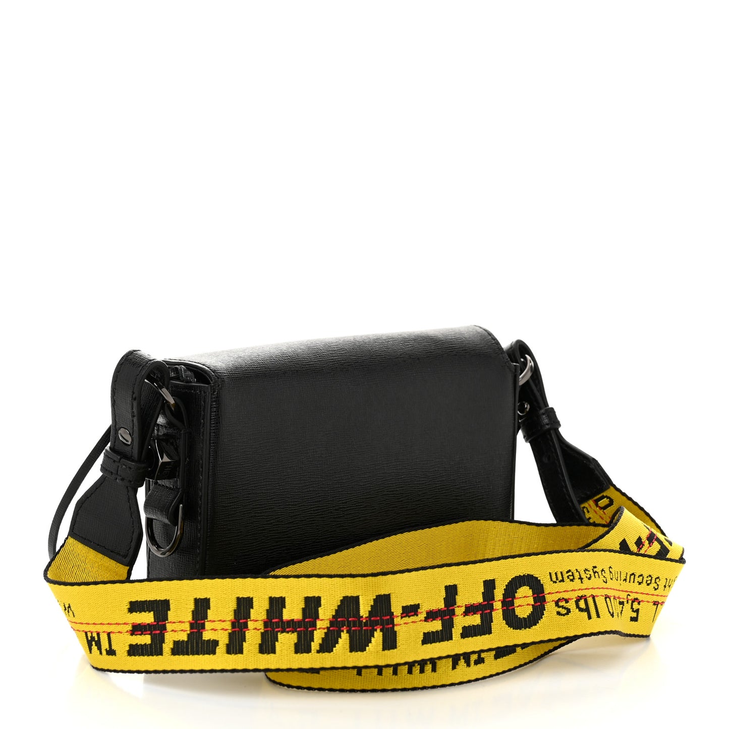 Saffiano Striped Mini Diag Binder Clip Bag Black White Yellow