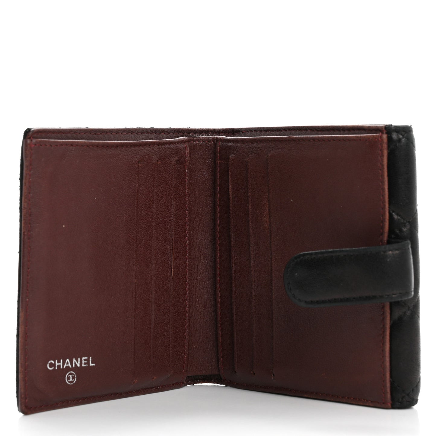 Lambskin Quilted Compact French Flap Wallet Black