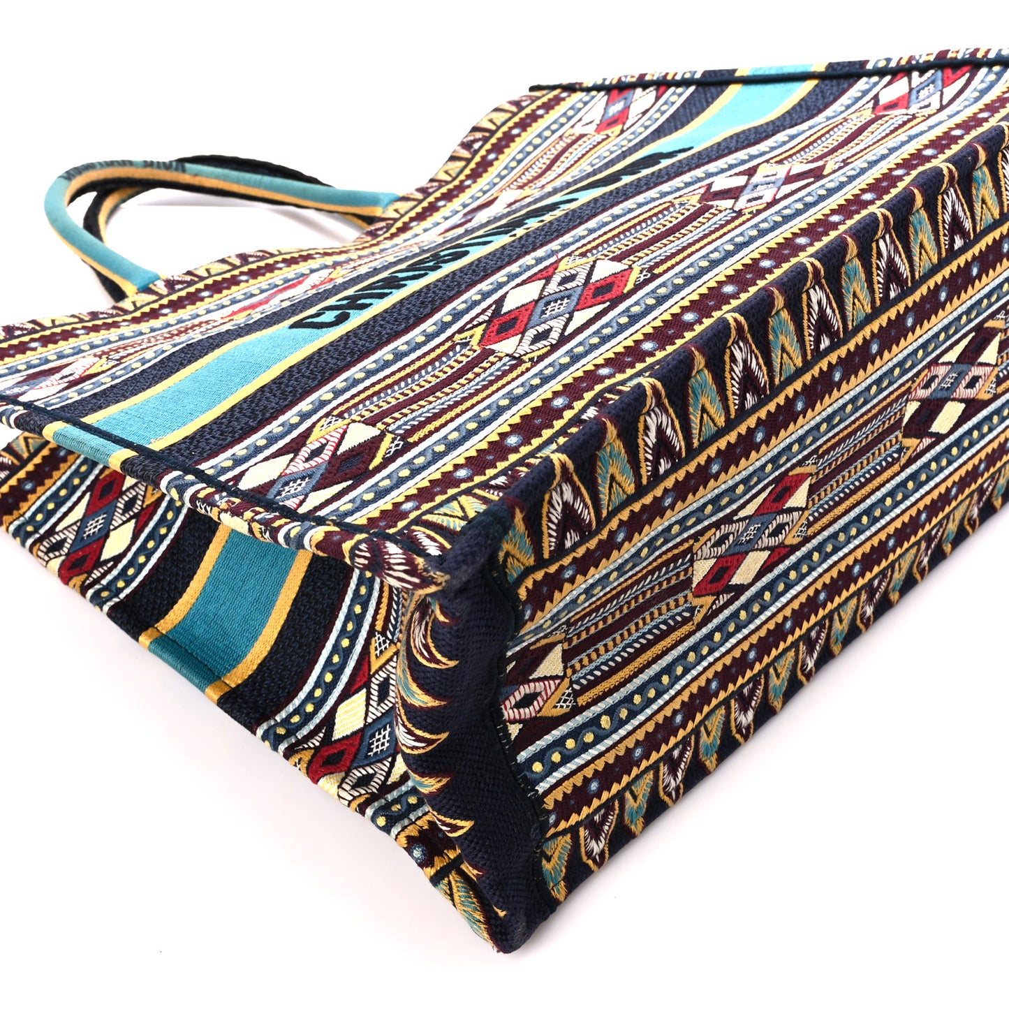 Canvas Embroidered Book Tote Blue Multicolor