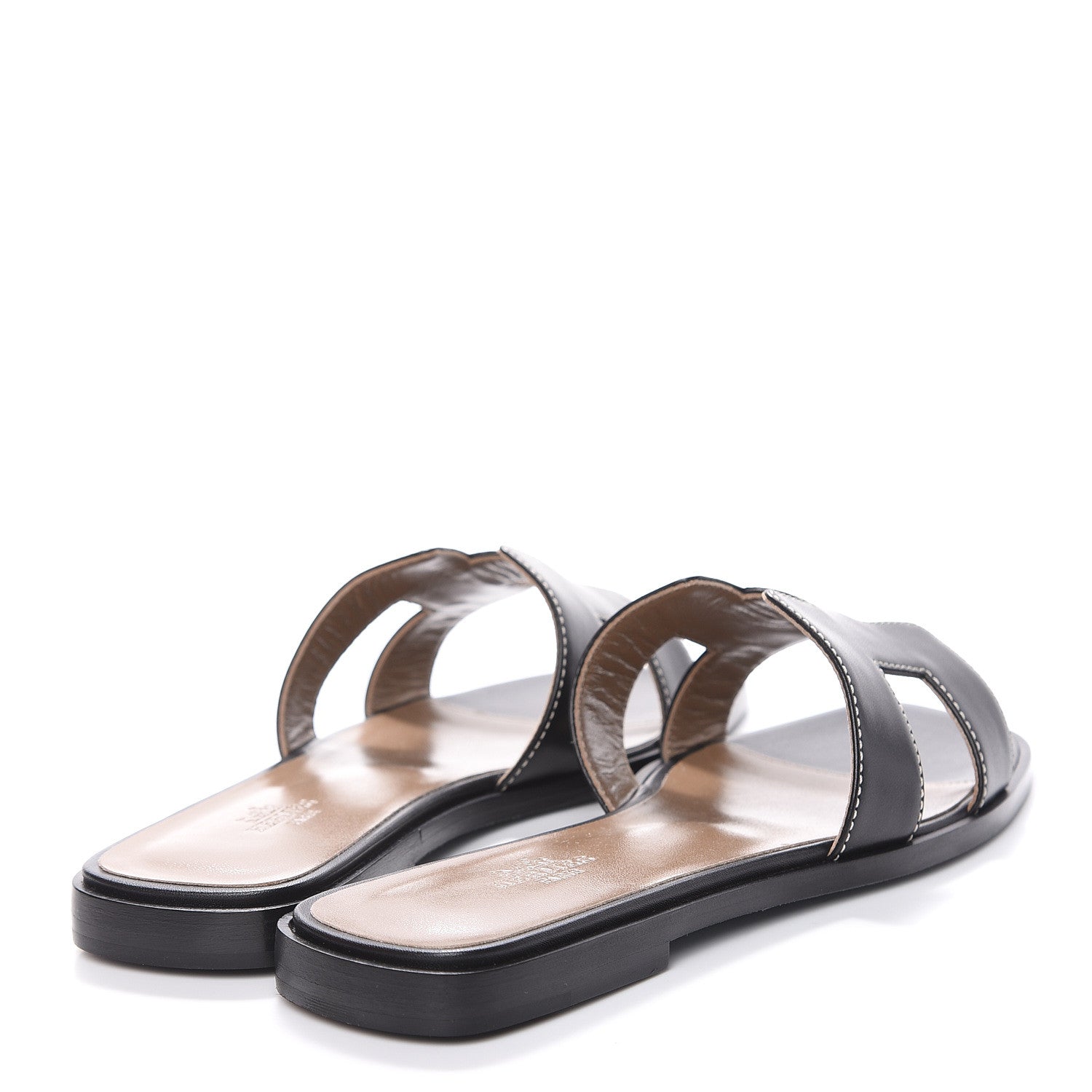 Hermes Box Calfskin Oran Sandals 37 Black 4 of 10