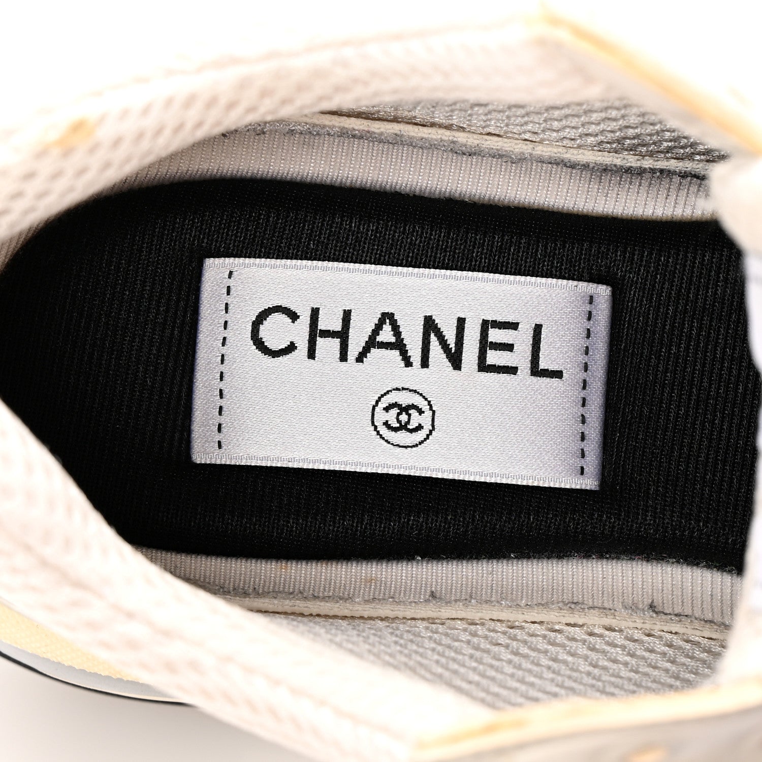 Chanel Fabric Laminated Calfskin Stretch CC Sneakers 37 White Silver 8 of 10