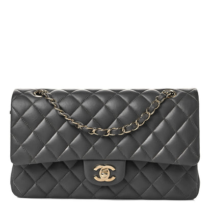 Chanel Lambskin Quilted Medium Double Flap Dark Grey 1 of 5