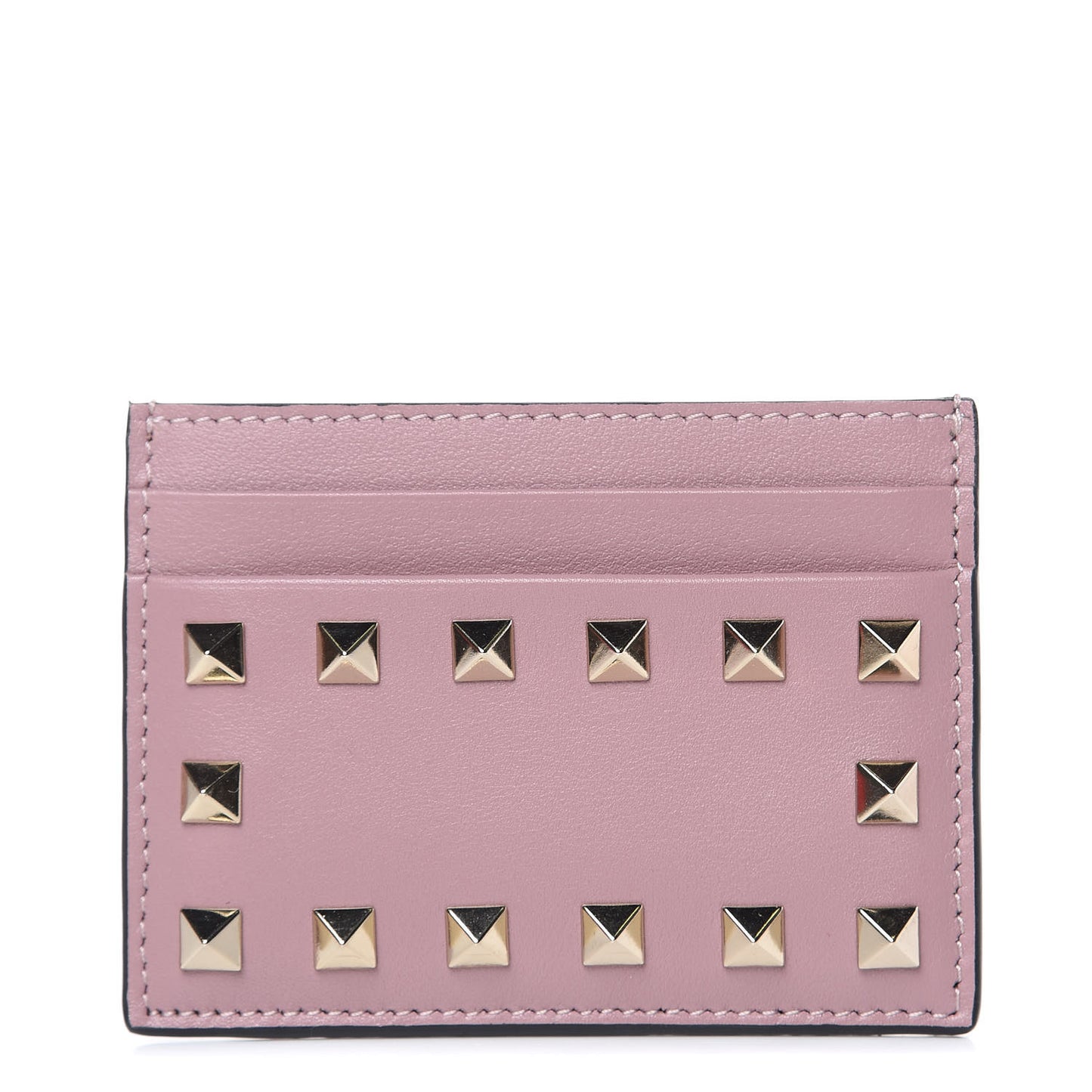 Vitello Rockstud Card Holder Poudre