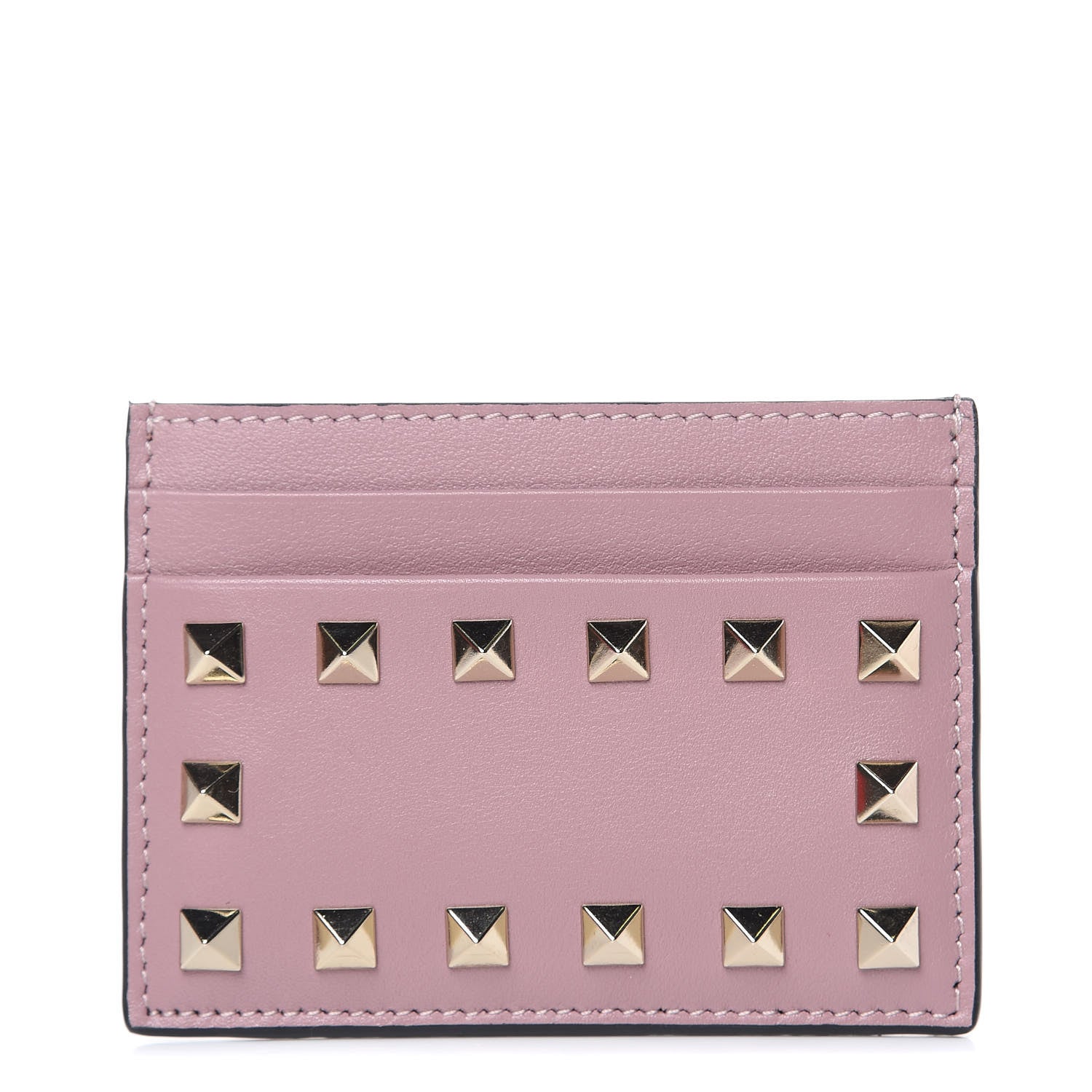 Valentino Garavani Vitello Rockstud Card Holder Poudre 1 of 8