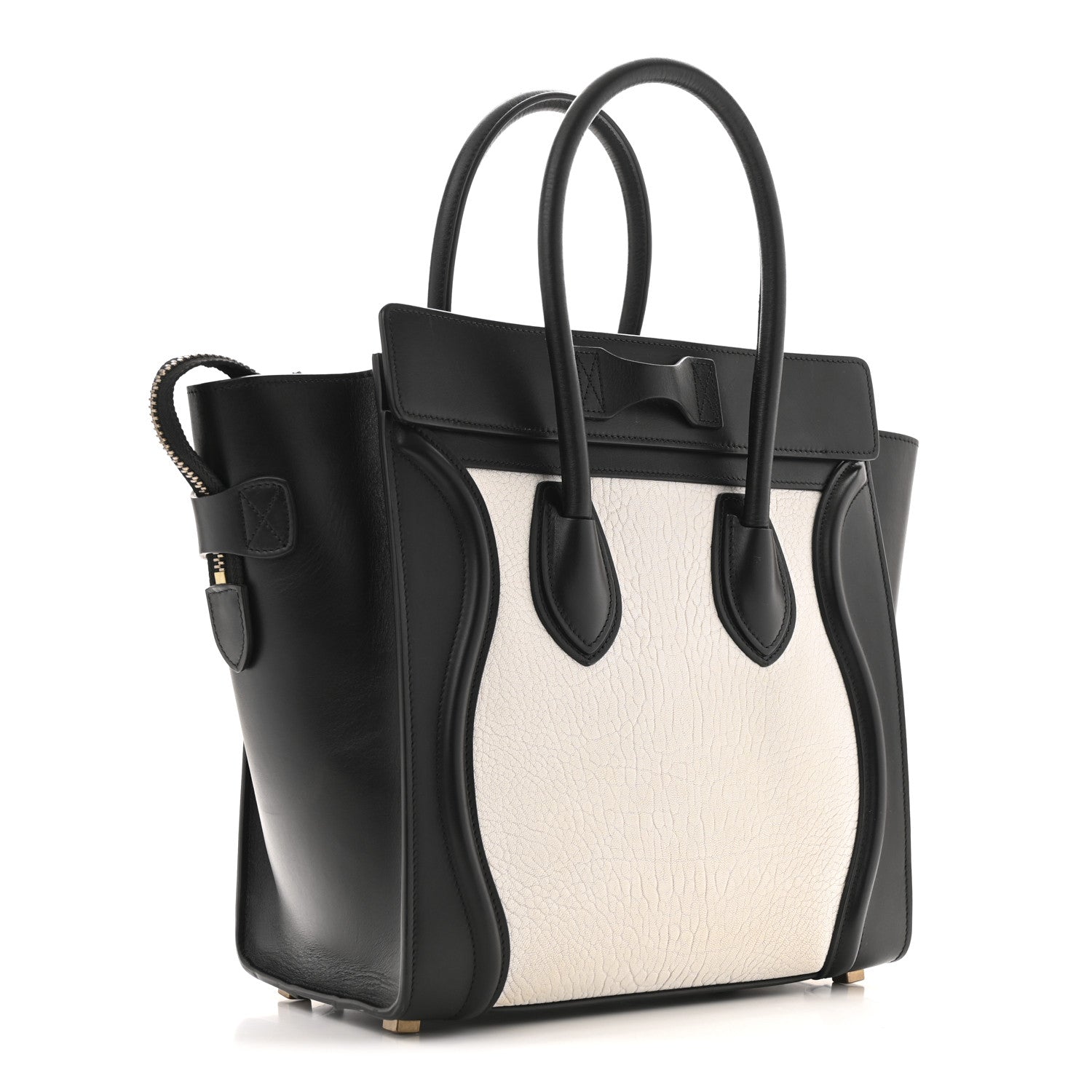 Celine Shrunken Lambskin Micro Bi-Color Luggage Black White 3 of 13