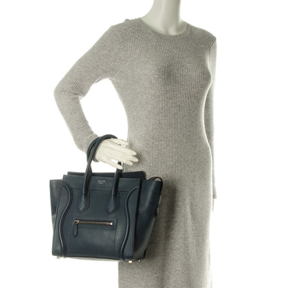 Celine Drummed Calfskin Micro Luggage Orage 2 of 7