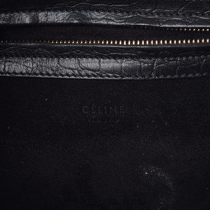 Celine Crocodile Embossed Calfskin Medium Phantom Luggage Black 8 of 10