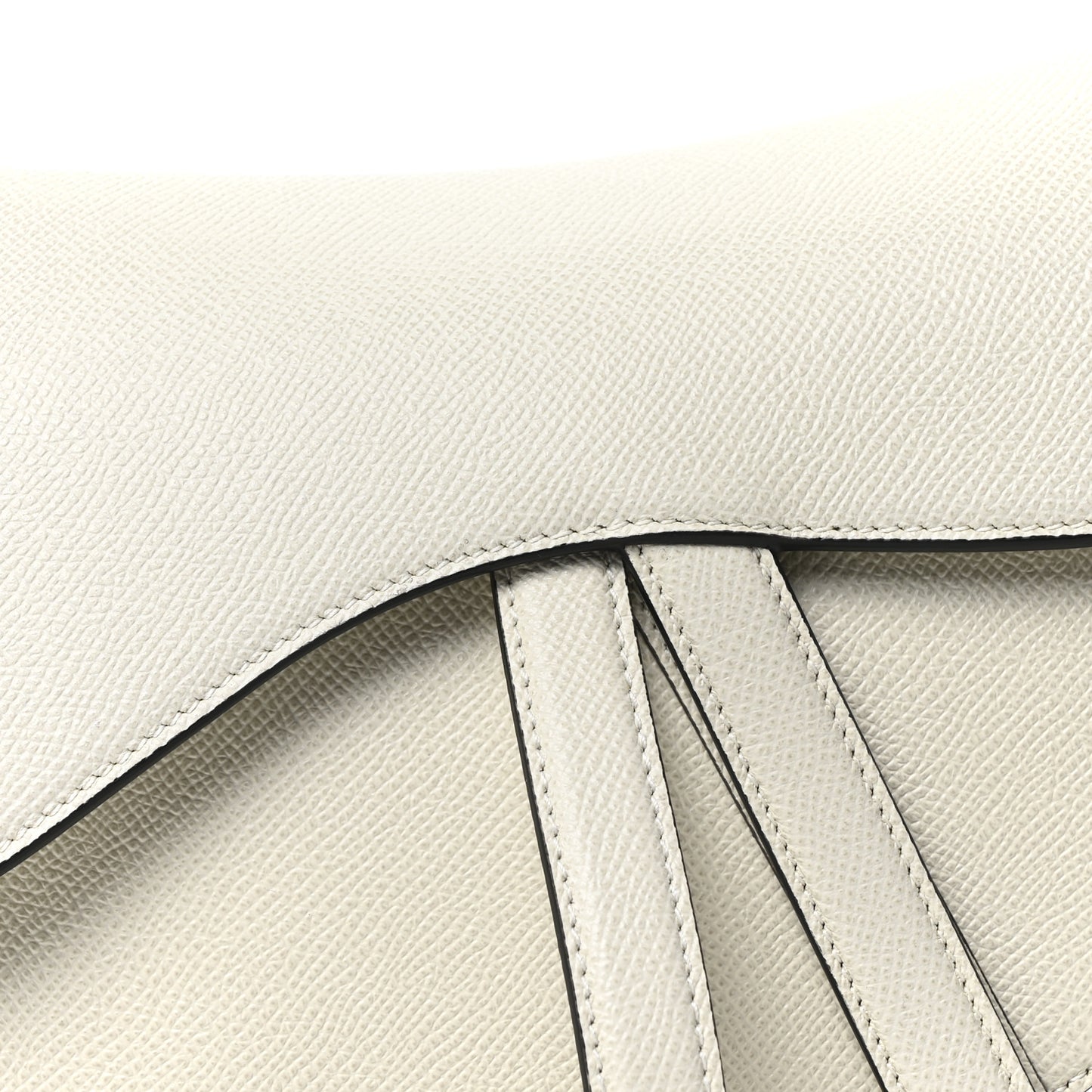 Grained Calfskin Saddle Bag White