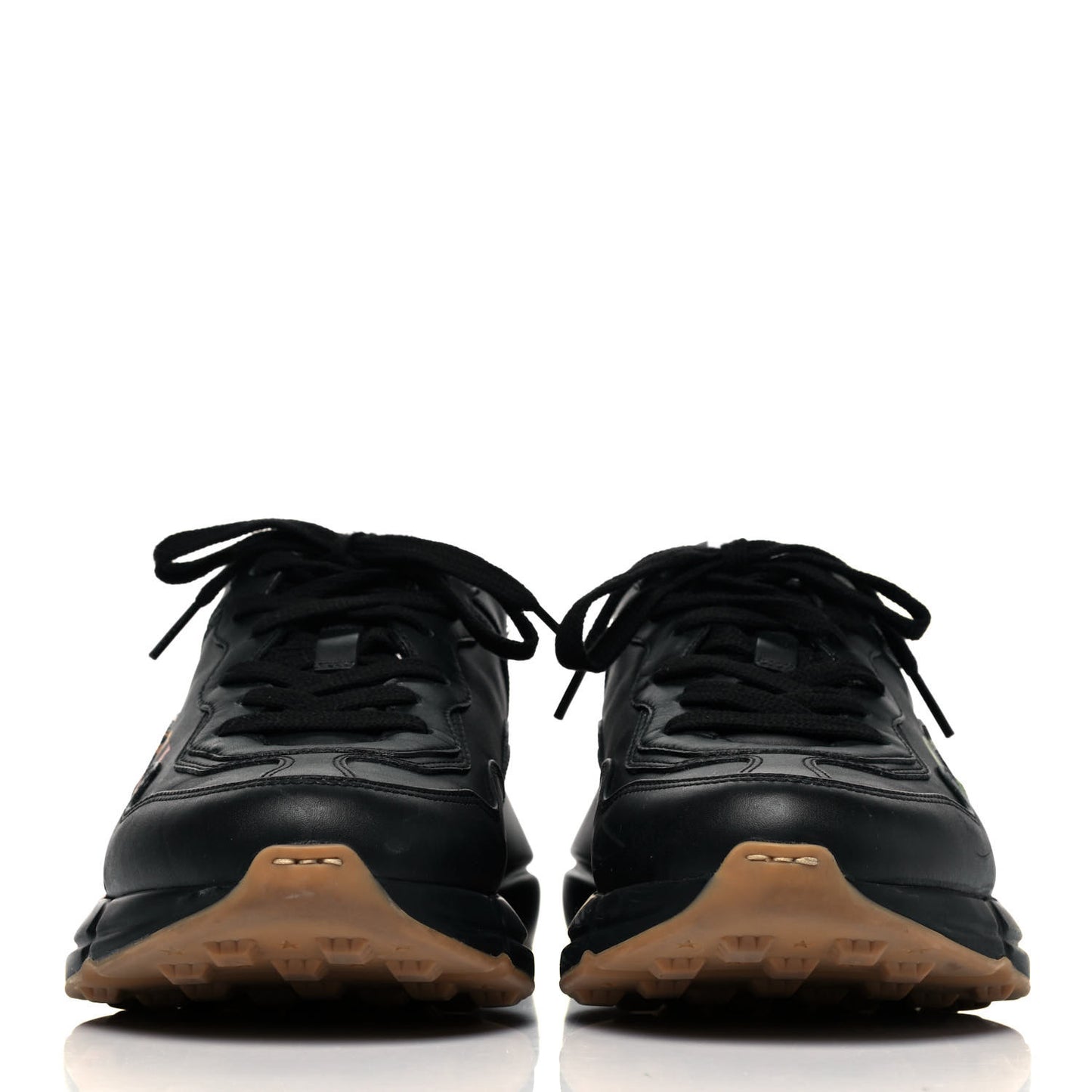 Calfskin Iridescent Logo Mens Rhyton Sneakers 6.5 Black