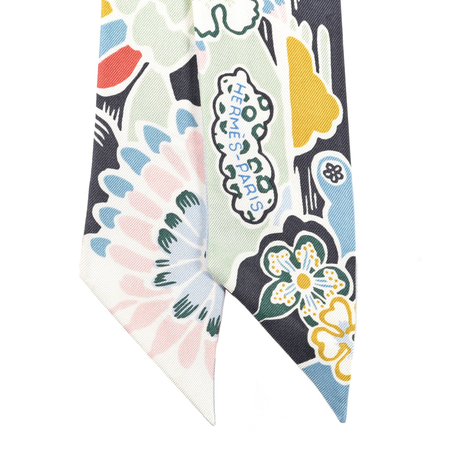 Silk Bingata Twilly Bleu Ciel Vert Rose