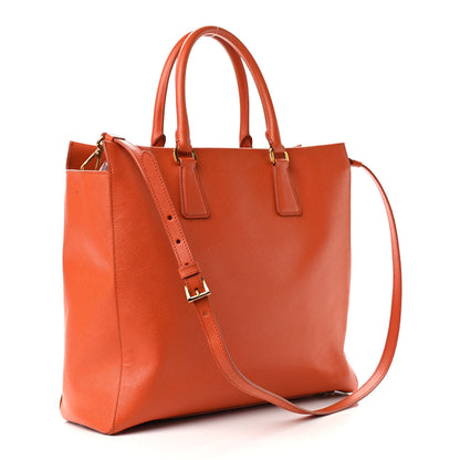 Prada Saffiano Lux Double Handle Shopping Tote Papaya 2 of 12