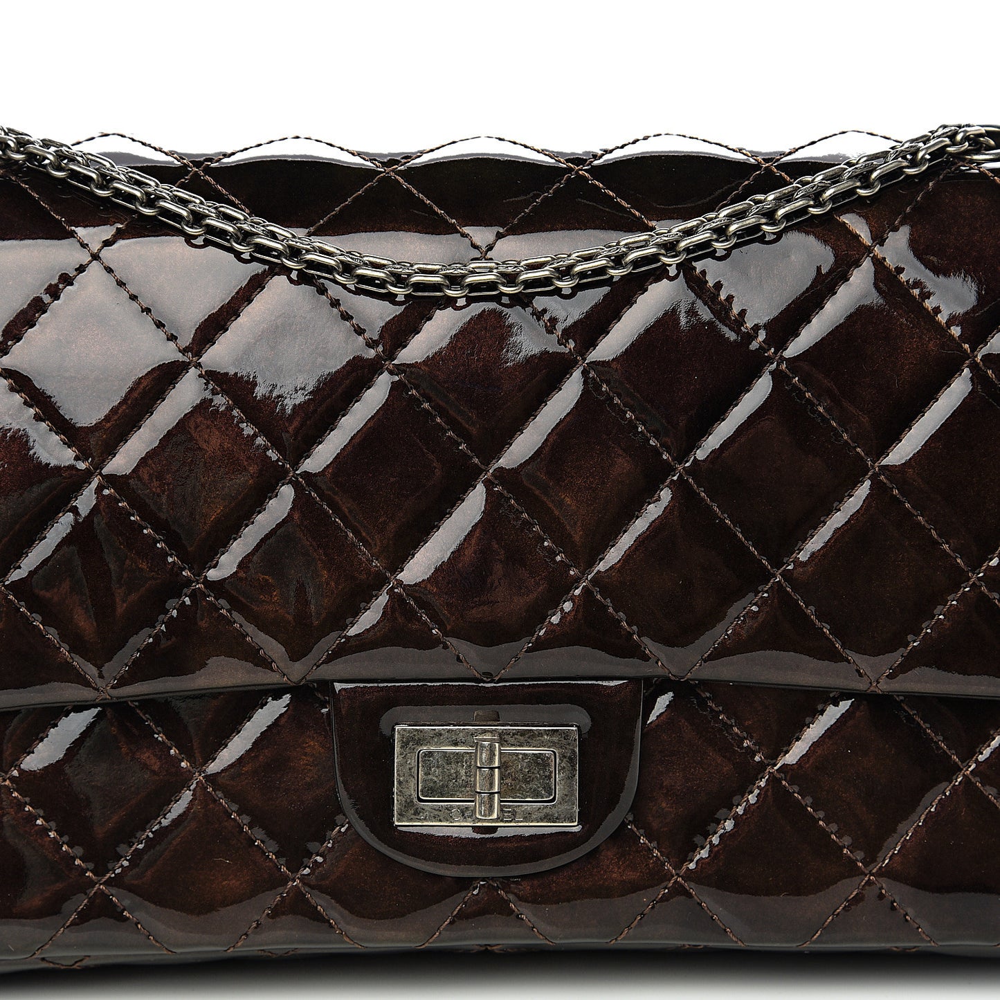 Distressed Patent Quilted 2.55 Reissue 227 Flap Black
