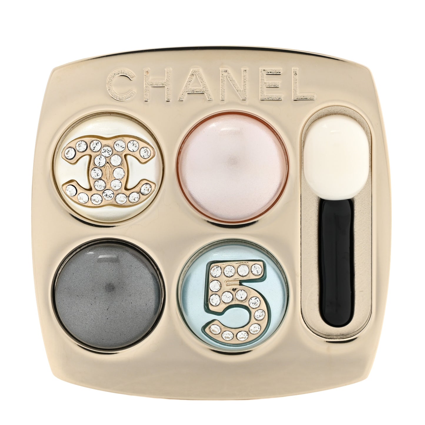 Pearl Resin Crystal CC No 5 Eyeshadow Brooch Gold Pearly