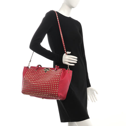 Valentino Garavani Vitello Medium Rockstud All Over Tote Cyclamin 2 of 8