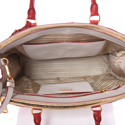 Prada Saffiano Lux Colorblock Medium Galleria Double Zip Tote Fuoco Talco 5 of 10