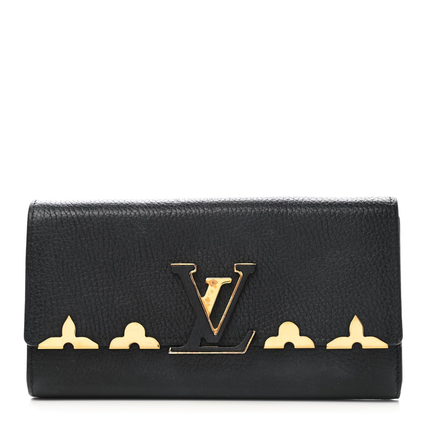 Taurillon Embellished Capucines Long Wallet Black